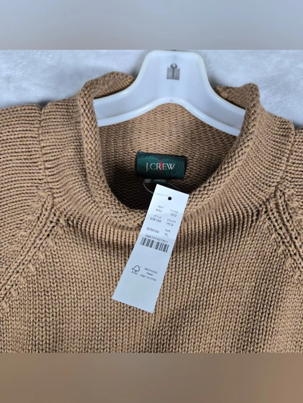 J Crew 1988 Rollneck Sweater Mens XL Dark Khaki Tan Cotton Solid NWT Minimalist